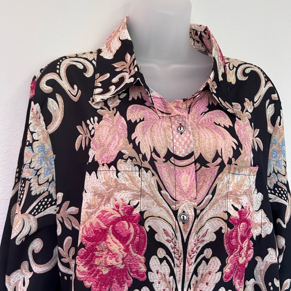 Elegant pattern front button blouse 1XL - Picture 8 of 8